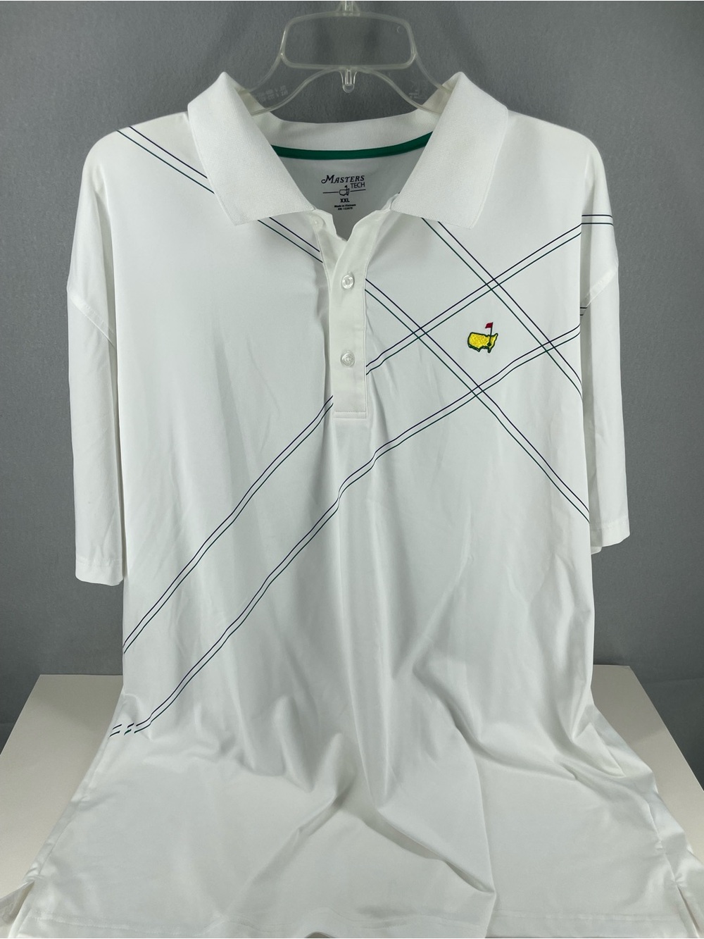 Masters Tech Men's 2XL White Golf Polo Lightweight Polyester Embroidered Logo